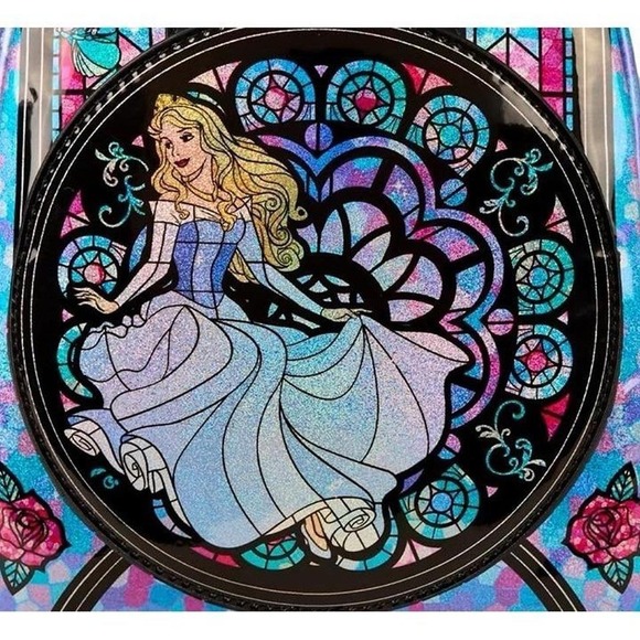 NWT Loungefly HTF Disney Sleeping Beauty Aurora Stained Glass Backpack STUNNING - Picture 2 of 7